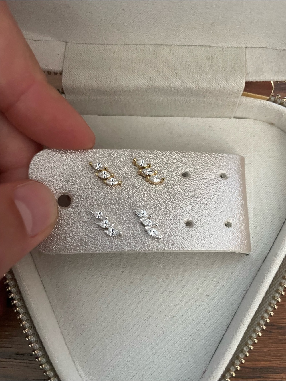Gold and Silver Cubic Zirconia Leaf Stud Earrings - Women Jewelry
